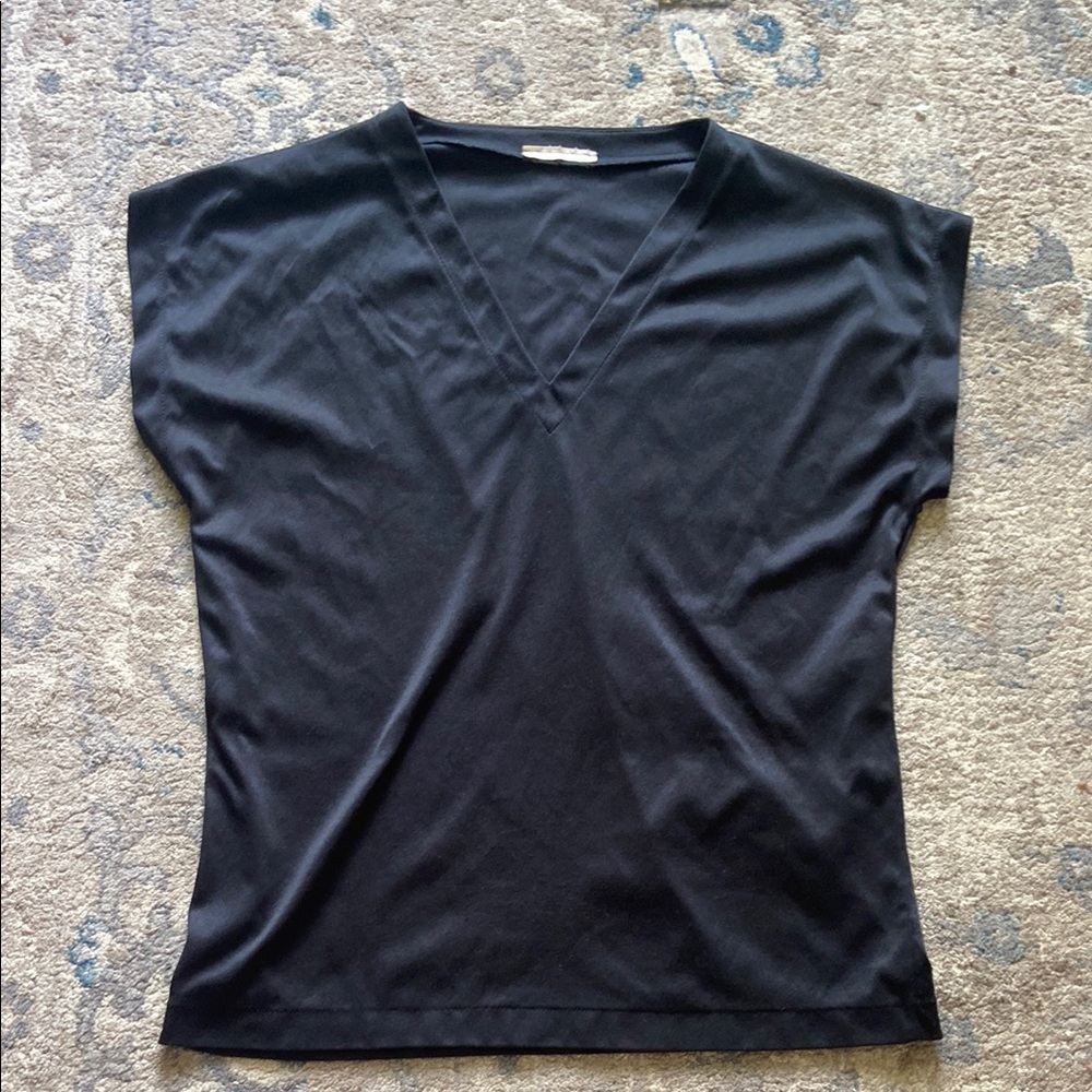 Black V-Neck Women's Top